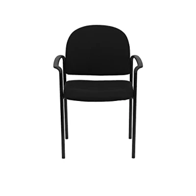 Immagine di Flash Furniture Sedia comoda in tessuto nero, impilabile, metallo, con imbottitura parziale e braccioli, BT 516 1 BK GG
