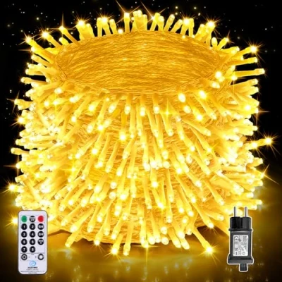 Immagine di Auriostar Catena Luminosa Esterno, 80m 800LEDs Luci Natale Esterno Impermeabile IP44, 8 Modalità LED per Interno/Esterno Decorative Natalizie Albero di Nozze Compleanno (Bianco Caldo