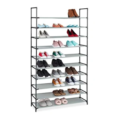 Immagine di Relaxdays Scarpiera in TNT Sistema ad Incastro, a 10 Livelli, per 50 Paia di Scarpe, HLP 5 x 176 28 cm, Grigio