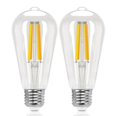 Immagine di Aigostar Lampadine Smart WiFi E27 Alexa Vintage ST64 6W Edison Lampadina Dimmerabile 2700K 6500K, Controllo Remoto tramite APP, Compatibile Con Alexa, Google Home, Trasparente 2 pezzi