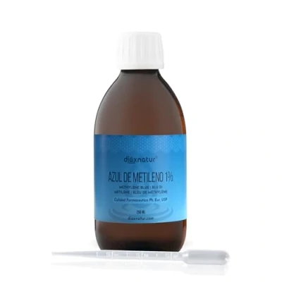 Immagine di Dioxnatur ® Blu di metilene 1% USP Grado farmaceutico 250 ml Etichetta IT Pipetta integrata ad alta purezza