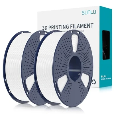 Immagine di SUNLU Filamento PLA+ 1.75 mm per Stampante 3D e Penne 3D, PLA Plus 2KG,Neatly Wound, Precisione di Tolleranza del +/ 0.02 (Bianco+Bianco)