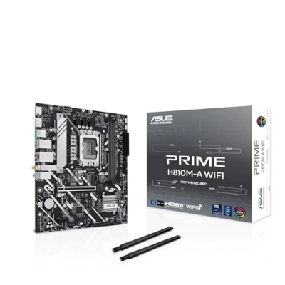 Immagine di ASUS PRIME H810M A WIFI, Scheda Madre Intel mATX, 6+1+1+1 Fasi di Alimentazione, Slot DDR5, PCIe 4.0, 2 M.2, WiFi 6E, Ethernet 16 GB, DisplayPort, HDMI, USB 10 Gbps, C 5 Nera