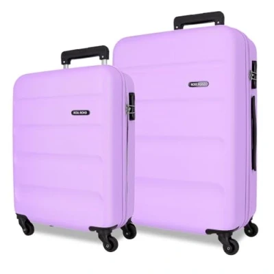 Immagine di ROLL ROAD Flex Valigia rigida realizzata in ABS, un materiale, chiusura a combinazione laterale 4 ruote doppie bagaglio mano, pratico interno con vano, Viola, 38 x 55 20 cm / 46 65 23 cm,