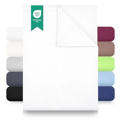 Immagine di GREEN MARK Textilien Lenzuola classiche Lenzuolo Coperta 100% cotone senza elastico in molte misure e colori Dimensioni: 180x275 cm, bianco