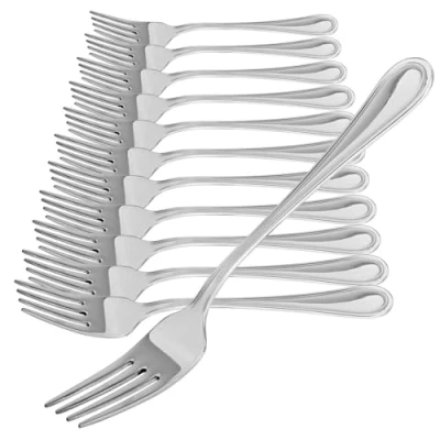 Immagine di COM FOUR® 12 Forchette da Torta in Acciaio Inossidabile 430 Posate Eleganti dal Design Semplice Dessert Piccole Antipasto 15 cm (15 pezzi)