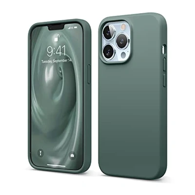 Immagine di elago Custodia in silicone liquido compatibile con iPhone 13 Pro (6,1&quot;), di alta qualità, protezione completa del telefono 3 strati antiurto, fodera morbida microfibra antigraffio