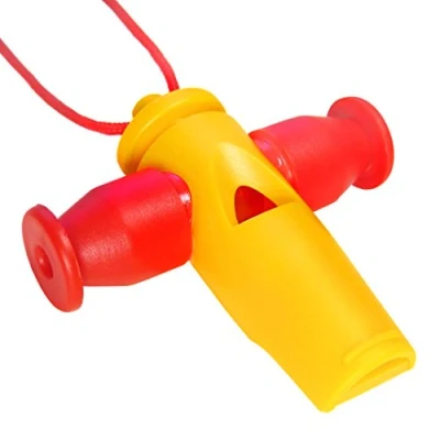 Immagine di Keepdrum Fischietto per samba Apito con 3 livelli di tono, colore: Giallo/Rosso