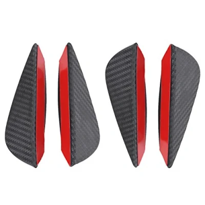 Immagine di Tissting Labbro del Paraurti Anteriore da 4 Pezzi, Spoiler per Auto in Fibra di Carbonio ABS Canards Trim Splitter Fins Alette Universali