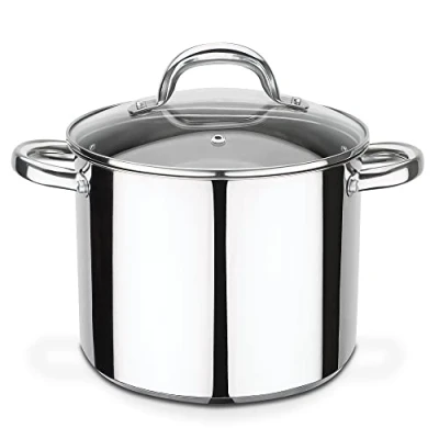 Immagine di GSW 990196 Montreal, pentola per verdure con coperchio in vetro, acciaio inossidabile, argento, 22 cm, 6,8 litri, 31 x 18 cm