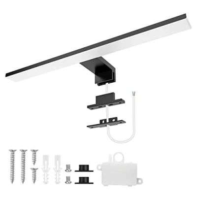 Immagine di Aourow Lampada Specchio Bagno 10w,400mm 820lm Luce LED,Bianco Neutro 4000k e resistente all&#039;acqua IP44 Luci CLASSE II per Armadietto a Specchio(Nero)