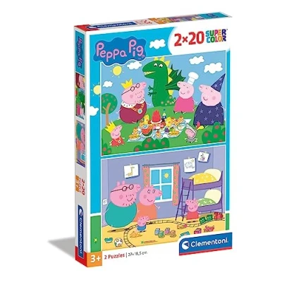 Immagine di Clementoni Peppa Pig Supercolor 2x20 (2 20 pezzi) Made in Italy, puzzle bambini 3 anni+, Multicolore, 24778