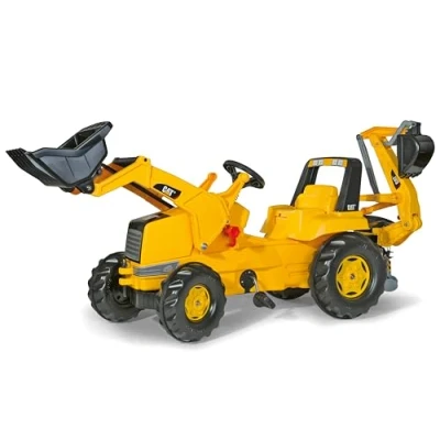 Immagine di Rolly Toys Caterpillar Veicolo a Pedali Cat Backhoe con Ruspa Junior e Escavatore Posteriore, 813001