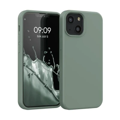 Immagine di kwmobile Cover per Apple iPhone 13 mini Custodia Back Case Smartphone in Silicone TPU Protezione Gommata verde affumicato