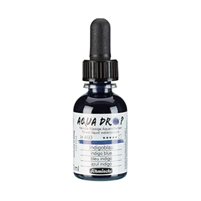 Immagine di Schmincke AQUA DROP, indaco, flaconcino con pipetta, 30 ml, 24460034, acquarelli liquidi, urban sketching, calligrafia, handlettering