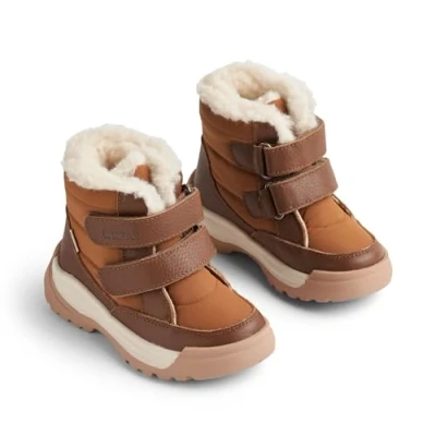 Immagine di Wheat Unisex Winterschuh Millas Tex Wasserdicht atmungsaktiv gefüttert und Warm Leder, Scarpe da Neve Bambini, 9002 Cognac, 27 EU