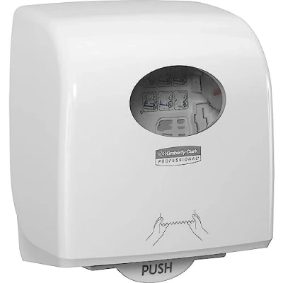 Immagine di Kimberly Clark Aquarius Slimroll Dispenser di asciugamani a rotolo 7955, Installazione parete, strappi strappo, Bianco