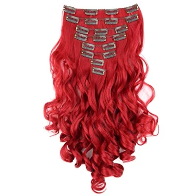 Immagine di CAISHA XL 45cm 7 Pezzi Set CLIP IN Extensions Per I Capelli Posticcio Voluminoso Ondulato Rosso CE13 1