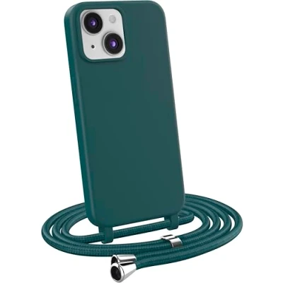 Immagine di MyGadget Cover per iPhone 13 Mini Custodia con Corda Case Cordino Opaca Antiurto Laccio Tracolla Practical Stylish Verde Scuro
