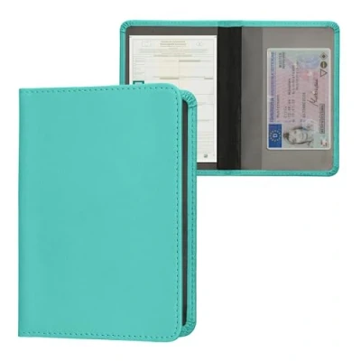 Immagine di kwmobile Custodia in pelle PU per Libretto Circolazione Auto Cover Portalibretto con Scomparti Tessere Patente Foderina Porta Documenti menta freddo