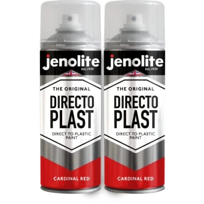 Immagine di JENOLITE Directoplast Vernice lucida CARDINALE ROSSO 2x400ml spray multisuperficie Per tutti i tipi di plastica Nessun primer richiesto RAL3001