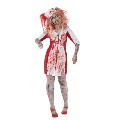 Immagine di SMIFFYS Costume Zombie Infermiera con Curve, comprende Abito e Copricapo
