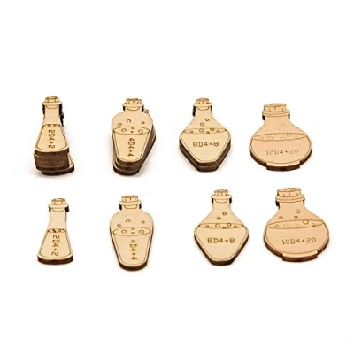Immagine di Set di 21 gettoni per pozione curativa in legno, taglio laser e inciso, accessori DND dungeons draghi 5a edizione