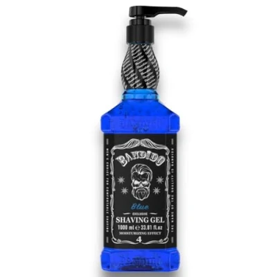 Immagine di Bandido Shaving Gel Men Red &amp; Blue 1000 ml da barba trasparente uomo, rasatura precisa dei contorni della con ogni rasoio uomo (blu ml)