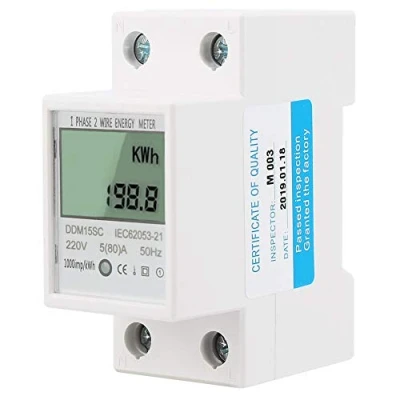 Immagine di Walfront Energy Meter 5 80A DDM15SC Display Digitale LCD Monofase Din Rail Contatore Di Energia Elettronica KWh Accuracy Analyzer