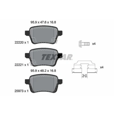 Immagine di TEXTAR 2222001 Kit pastiglie freno Non predisposto per contatto segnalazione usura con bulloni pinza accessori OPEL: Corsa E Hatchback, Adam