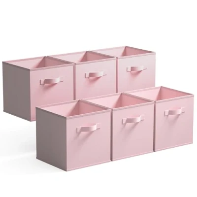 Immagine di GRANNY SAYS cubi portaoggetti scaffale, confezione da 6 scatole a cubo in tessuto 27x27x27, quadrate per scaffali, contenitori pieghevoli Rosa