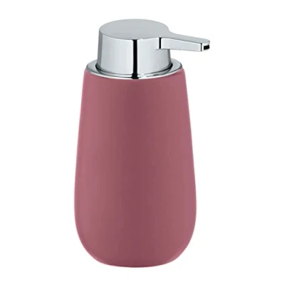 Immagine di WENKO dosatore per Sapone Badi, Liquido Ricaricabile in Ceramica di qualità con Superficie Opaca, Robusto erogatore a Pompa plastica, 320 ml, 9,5 x 16 8 cm, Rosa Antico