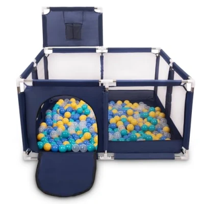 Immagine di Selonis Recinto Per Bambini Con 200 Palline Colorate 6 Cm, Blu:Turchese/Blu/Giallo/Trasparent