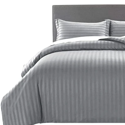 Immagine di MOONLIGHT20015, set copripiumino king size, con 2 federe, a righe blu (grigio chiaro, size)