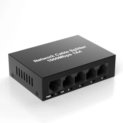 Immagine di Switch di Rete LAN 4 Porte 1000Mbps Sdoppiatore per Cat 5/5e/6/7/8, Hub Ethernet Partitore Splitter RJ45 Gigabit Supporto dispositivi condividono Internet contemporaneamente