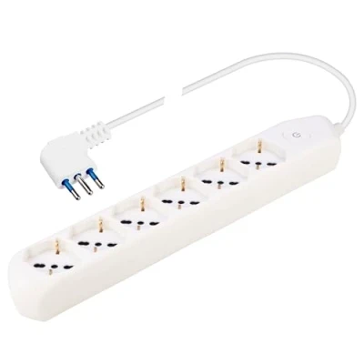 Immagine di Poly Pool PP0537XL Presa Multipla Elix con 6 Prese Pluristandard, 1.5 m Cavo e Interruttore, Bianco