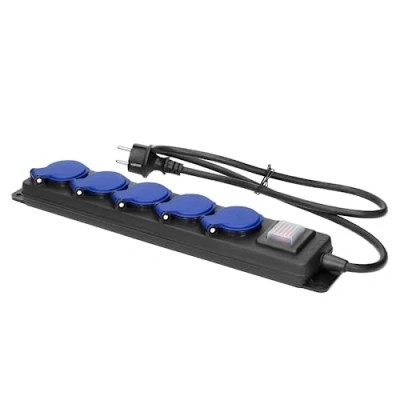 Immagine di Miratic Ciabatta Multipresa da Esterno 5 Prese (2P+T) Interruttore Cavo di Gomma H05RR F 3x1,5mm² IP44 (3 m)