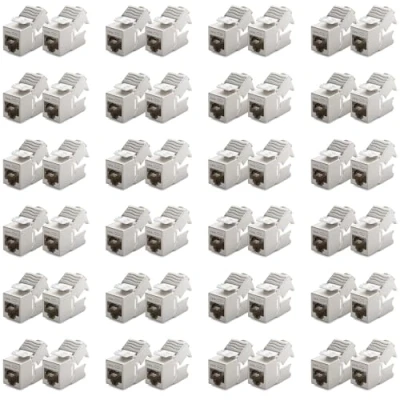 Immagine di deleyCON 48x CAT6a MINI Keystone Jack Modulo Cavo Patch di Rete Connettore Schermatura STP RJ45 Presa Pannello Supporto Estensione