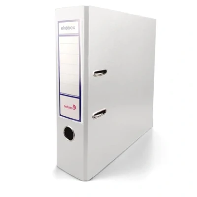 Immagine di Netuno 1 raccoglitore documenti bianco a 2 anelli A4 dorso 8 cm in cartone ecologico riciclato per archivio ufficio faldone portadocumenti registratore ad