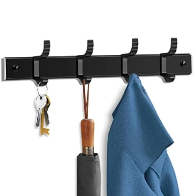 Immagine di Dokeno Appendiabiti da Parete, Gancio Nero, Ganci Attaccapanni Muro in Metallo, Cappotto Asciugamano Gancio, per Giacche, Cappotti, Cappelli, Cucina, Bagno, Camera (Nero)