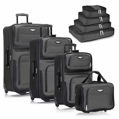 Immagine di Travel Select Amsterdam Trolley verticale espandibile, grigio, 8 Piece Set, Set da 2 pezzi
