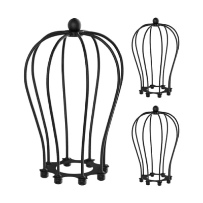Immagine di ledscom.de Paralume a gabbia in 3 pezzi, nero, Ø 115 mm