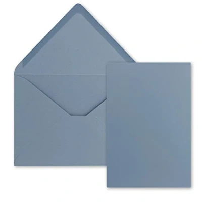 Immagine di Set di 25 biglietti con buste, formato DIN A5, 14,8 x 21 cm, C5, 15,4 22 grigio blu, incollaggio a umido
