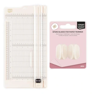 Immagine di Vaessen Creative taglierino, Avorio, 15,2 x 30,5 cm, 2 in 1, per Scrapbooking, Biglietti e progetti di Carta, Incluse Lame Ricambio, Design Sicuro, Bianco, Verschiedene