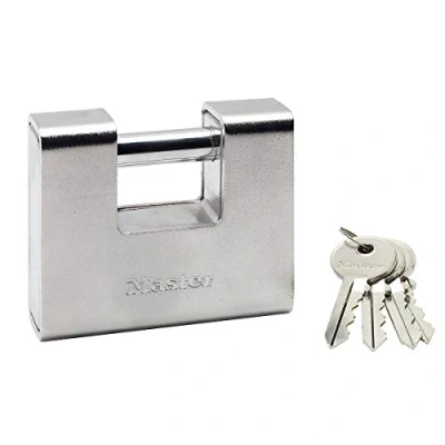 Immagine di Master Lock 690EURD Lucchetto Rettangolare in Zinco a Chiave, Grigio, 10,4 x 9 2,9 cm
