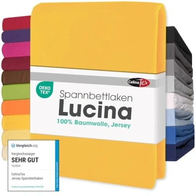 Immagine di CelinaTex Lucina Lenzuolo Elasticizzato Cotone 2er Set 140x200 160x200 cm Giallo Mais