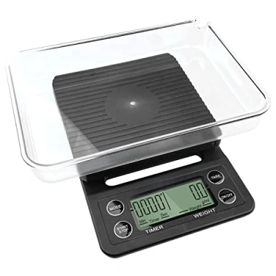 Immagine di Gvolatee Bilancia Cucina Digitale con Ciotola 5Kg/0.1G Nero, Caffe Pad in Silicone, Display a LCD, Caffè Scala Funzione Tare Timer Precisione per Baristi