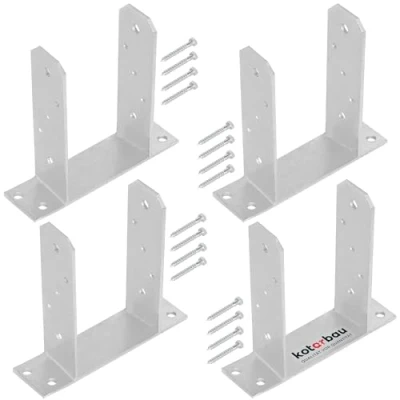 Immagine di KOTARBAU® 4 supporti per pali da 120 mm TT in acciaio zincato a caldo tasselli, ancoraggio legno di