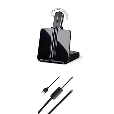 Immagine di Plantronics CS540 Kabelloses DECT Headset mit APS 11 Einohr (Mono), veränderbar (3 Tragevarianten) Anschluss an Tischtelefon Mikrofon Geräuschunterdrückung, Schwarz