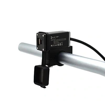 Immagine di Cliff Top Caricabatterie USB per moto da 36 W PD C e QC 3.0 in alluminio con interruttore di alimentazione magnetico manubri 7/8 &#039;&#039;, 1 1/4 &quot;